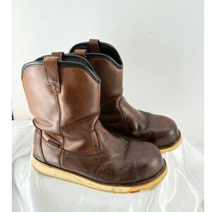 Brunt Bolduc Work Boots Mens 10 Brown Leather Composite Toe Waterproof EH Wedge